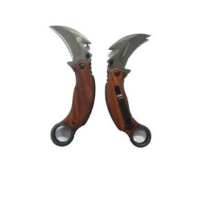 Claw-Style Karambit Knife – Wooden Handle Edition