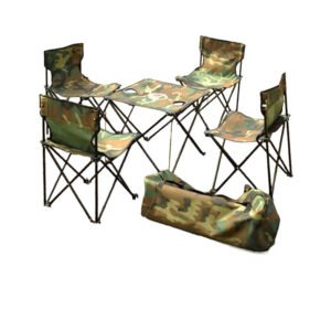 Outdoor Portable Folding Table and Chair Set of 5 Camouflage Suit for Picnic Fishing Party